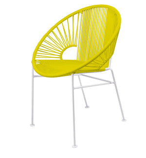 Innit Concha Chair, White Base Yellow/White