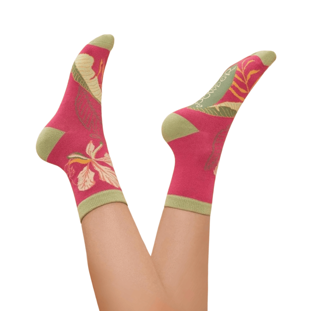 Powder Design Ankle Socks, Delicate Tropical Dark Rose