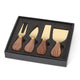 Walnut Cheese Knife Set, 4-Piece Gold
