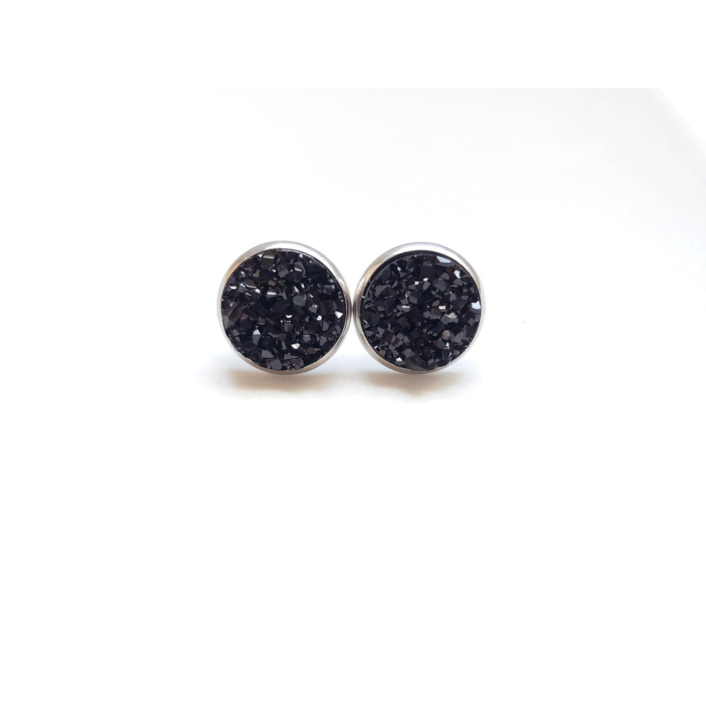 Druzy Stud Earring, Black
