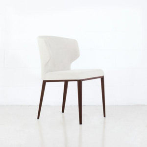 Elite Living Marlow Dining Chair, Metal Base Walnut Imprint / Chenille Oyster