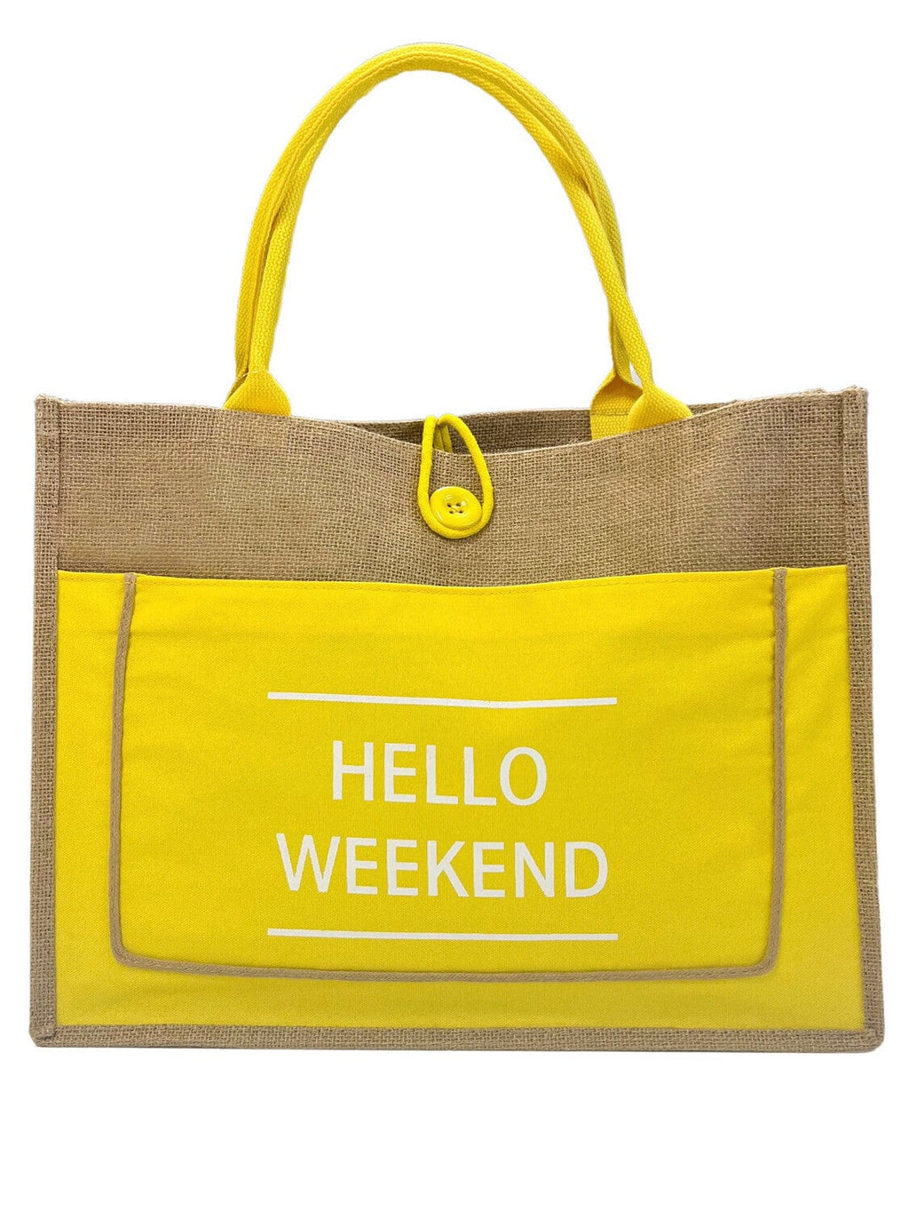 Hello Weekend Tote Bag Yellow