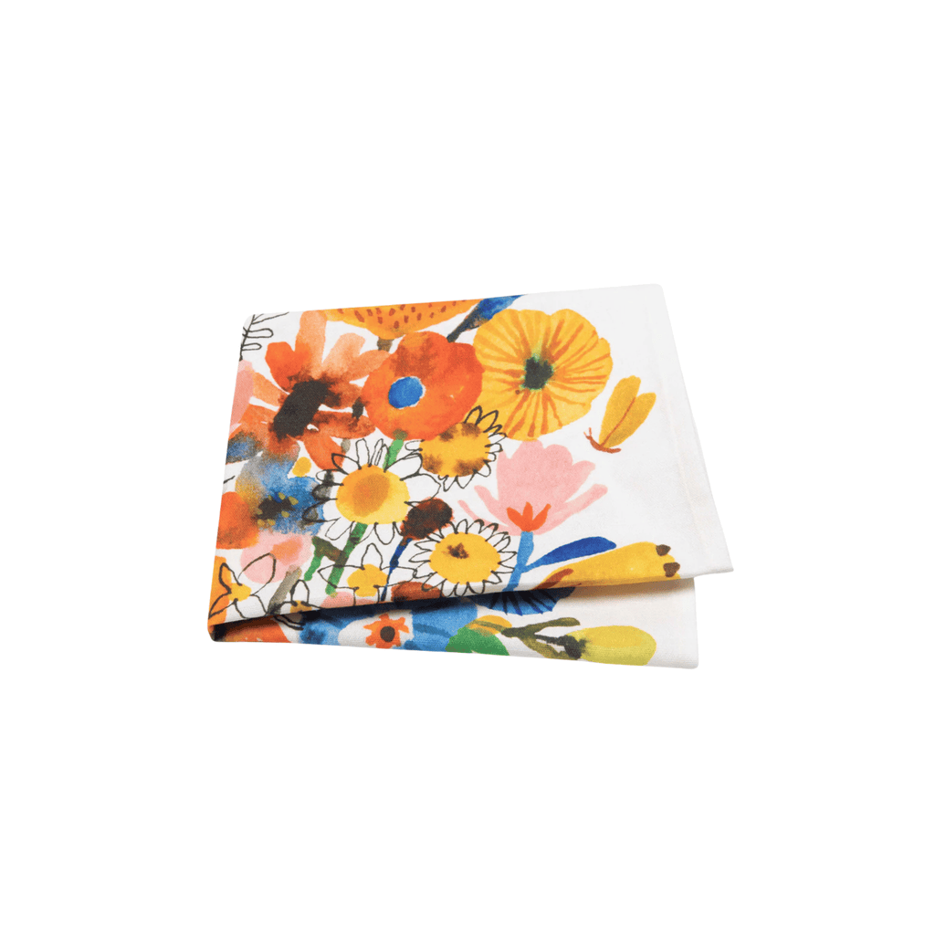 Bon|Artis Tea Towel, Blue & Orange Bouquet