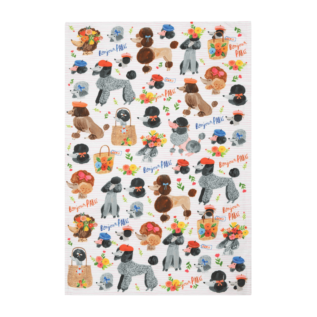 Bon|Artis Tea Towel, Dogs in Stripes