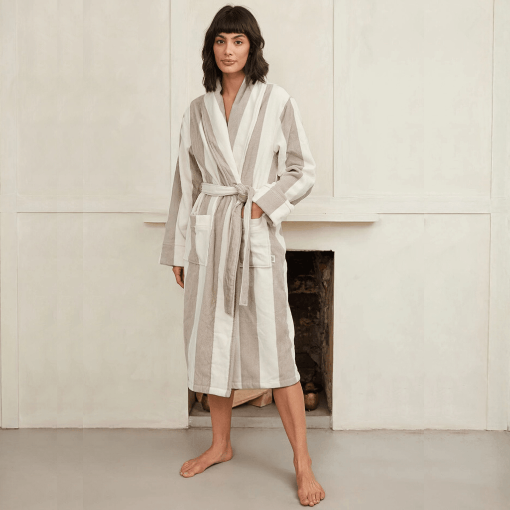 Chelsea Peers Robe, Taupe Stripe