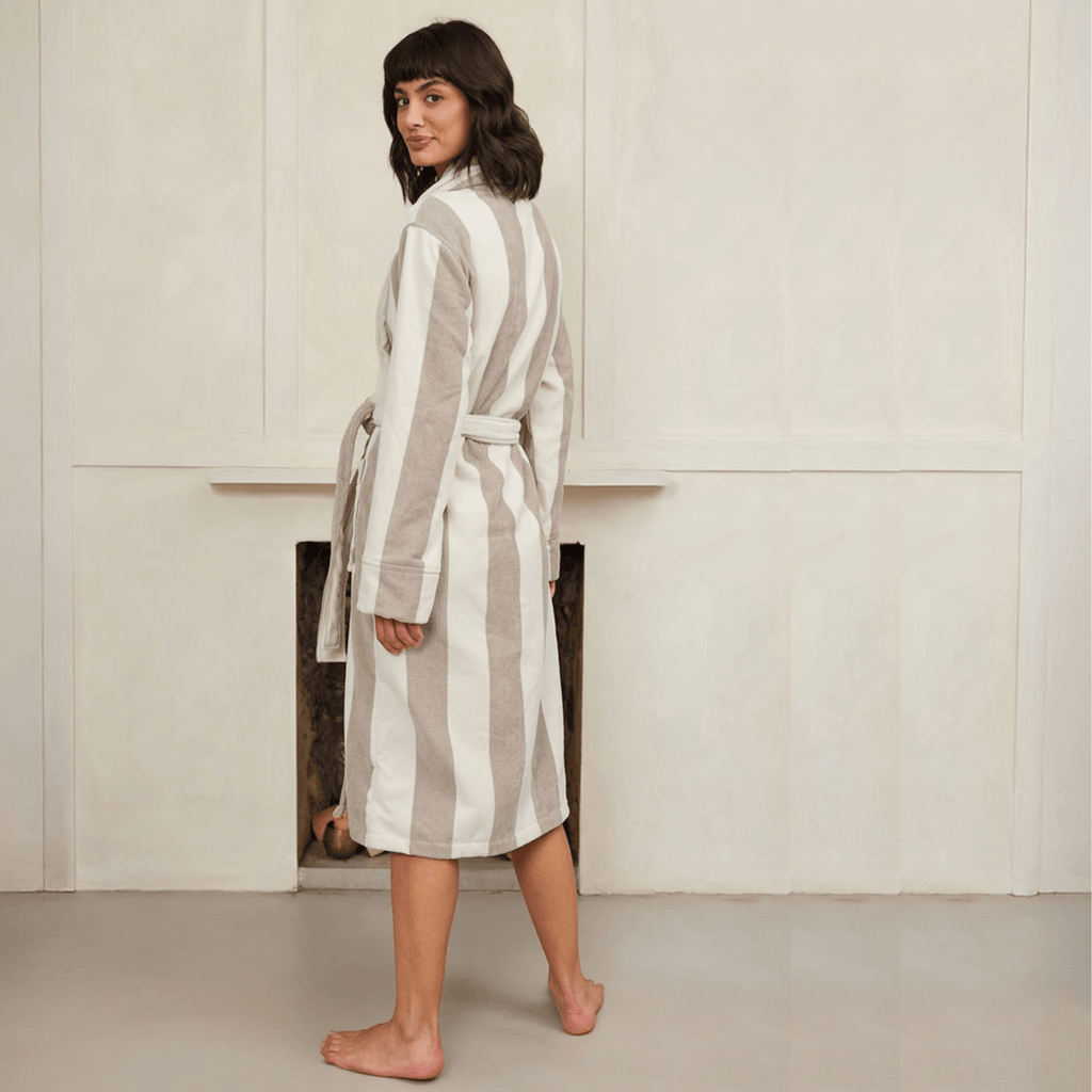 Chelsea Peers Robe, Taupe Stripe