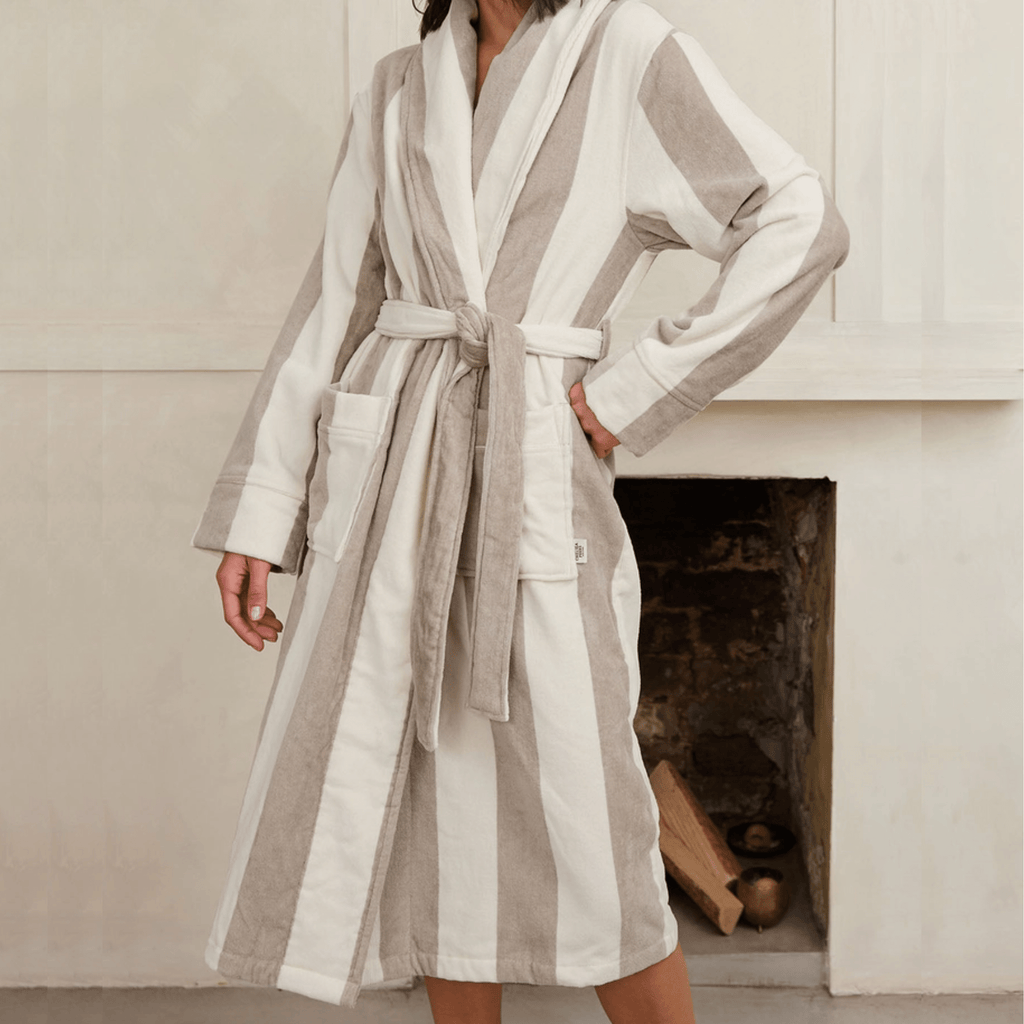 Chelsea Peers Robe, Taupe Stripe