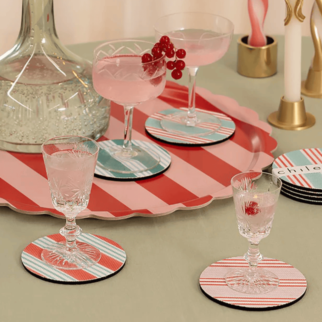 Chilewich x Meri Meri Plynyl® Coasters, Festive Stripes