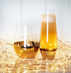 Gold Banded Stemless Wineglass