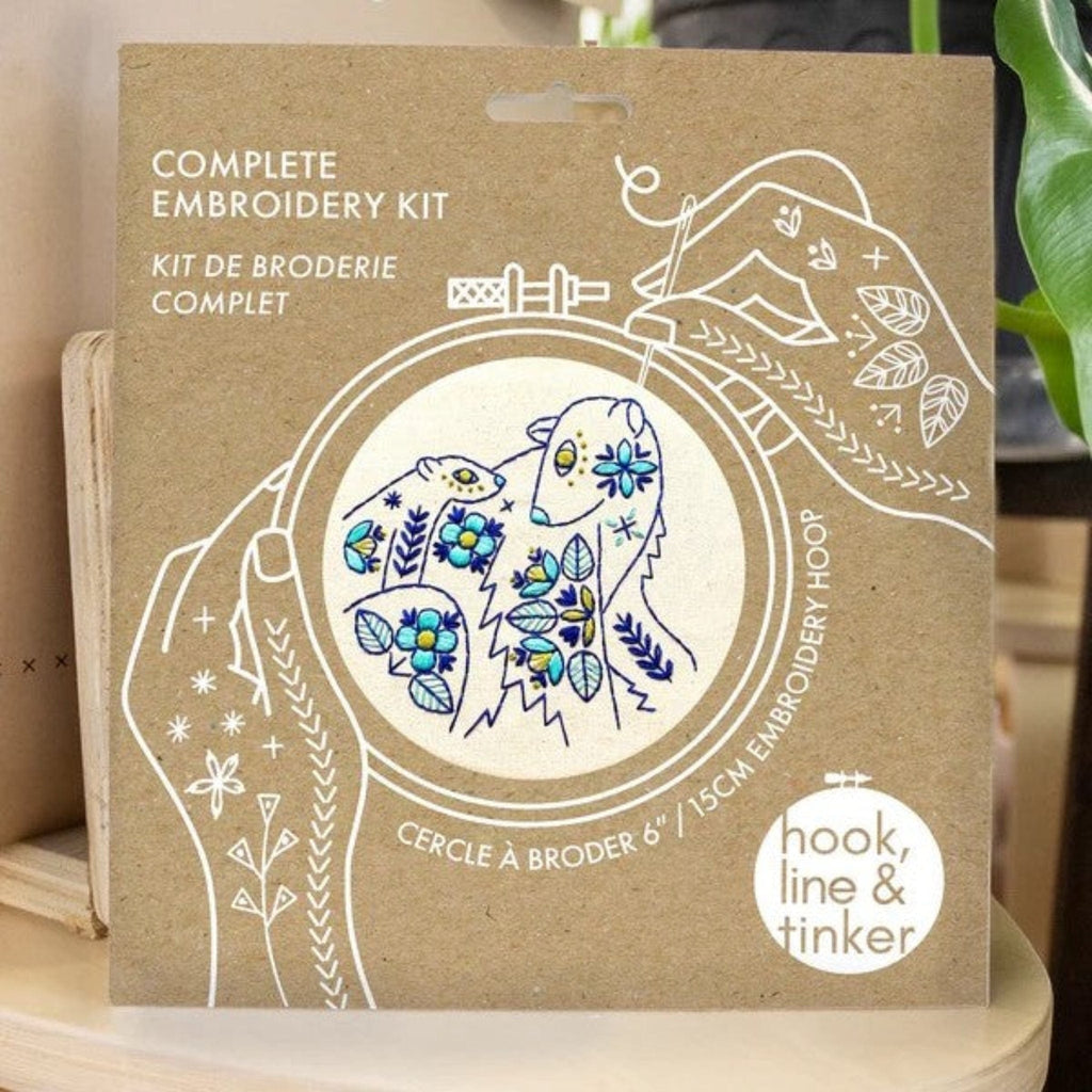 Hook, Line & Tinker Embroidery Kit, Folk Polar Bears