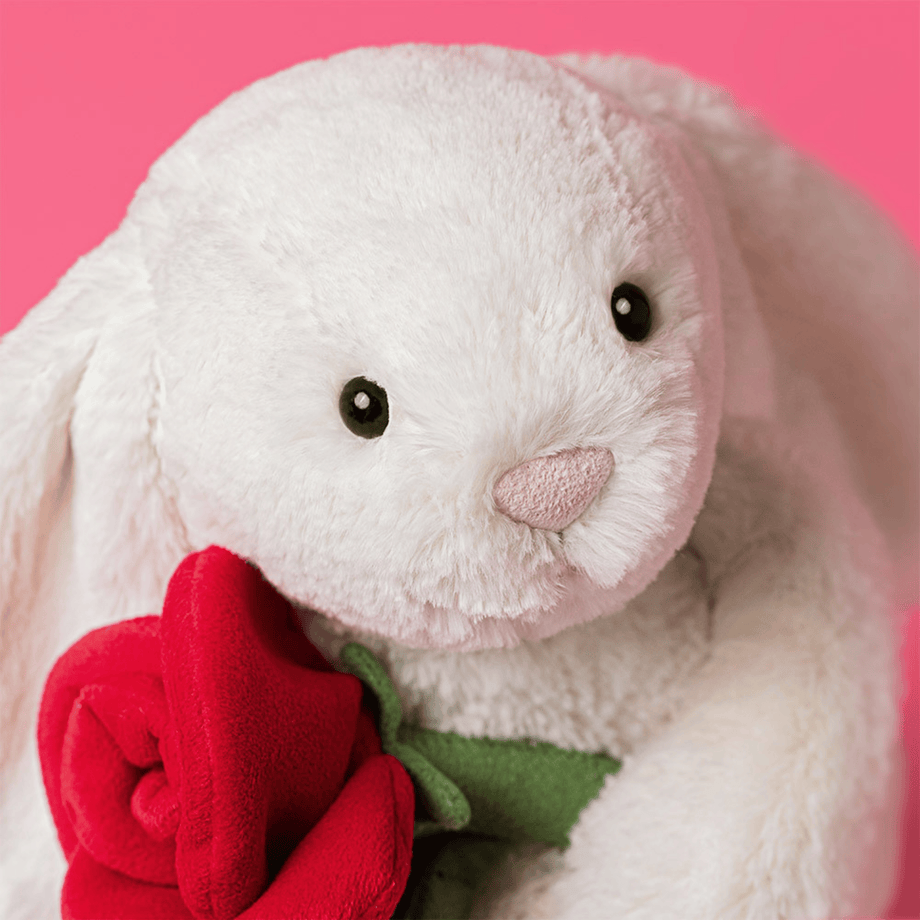 Jellycat Cream Bunny with Rose – Ziggy's at Home