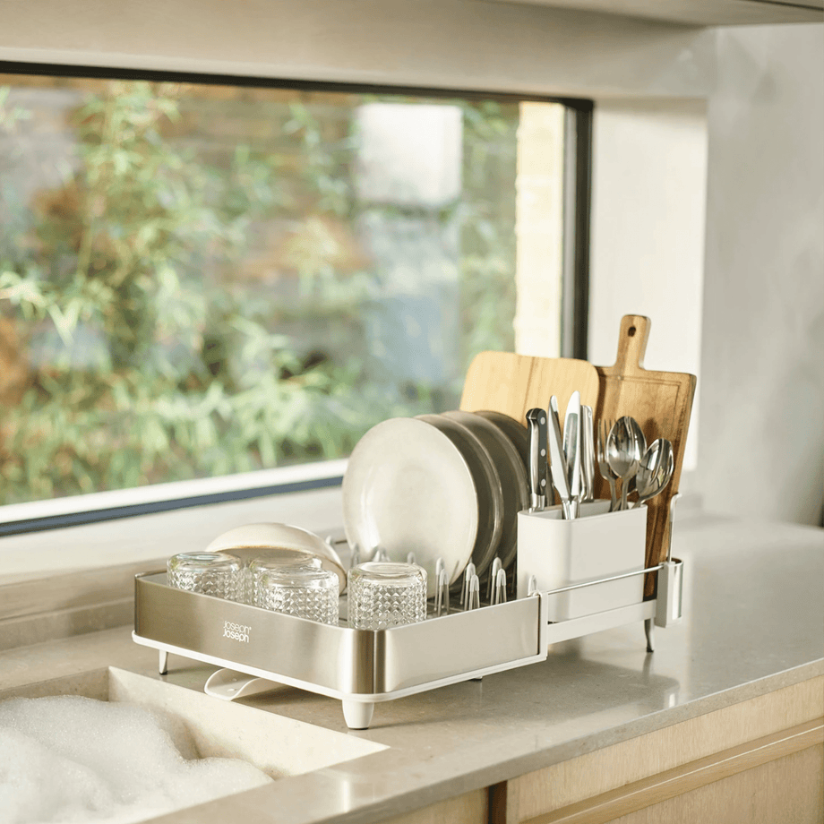 Joseph Joseph Duo 2-Tier Dish Rack - Grey, Extendable Drying Rack With Utensil Pot & Drain Spout - View #13