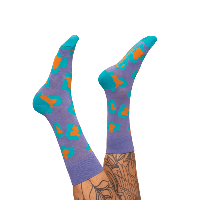 Powder Design Men's Socks, Lavender Leopard Print