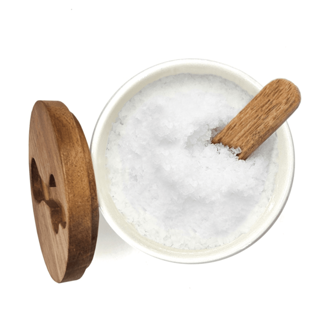 Porcelain Salt Keeper with Spoon