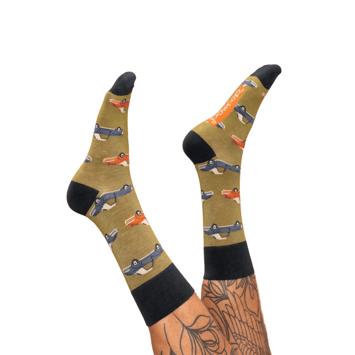 Powder Design Men's Socks, Fern Vintage Sports Car