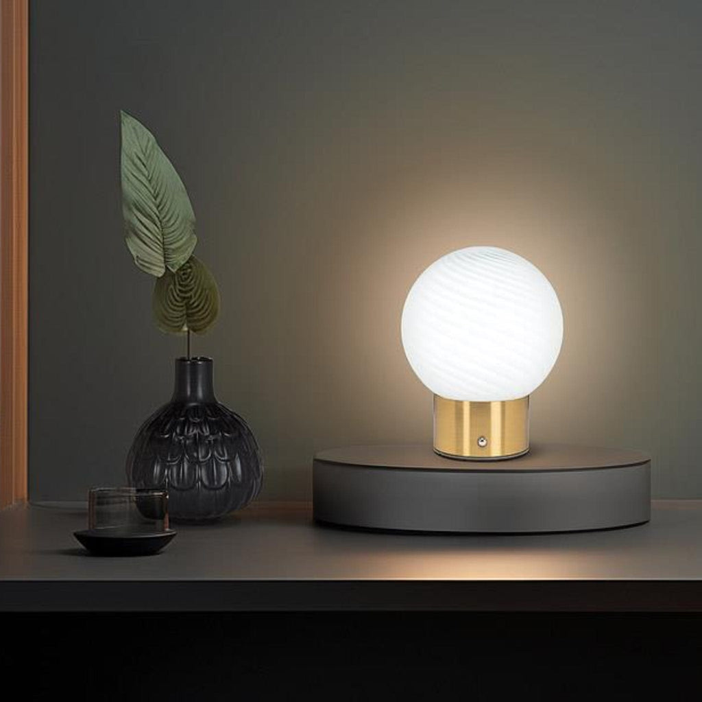 Swirl Glass Ball LED Lamp