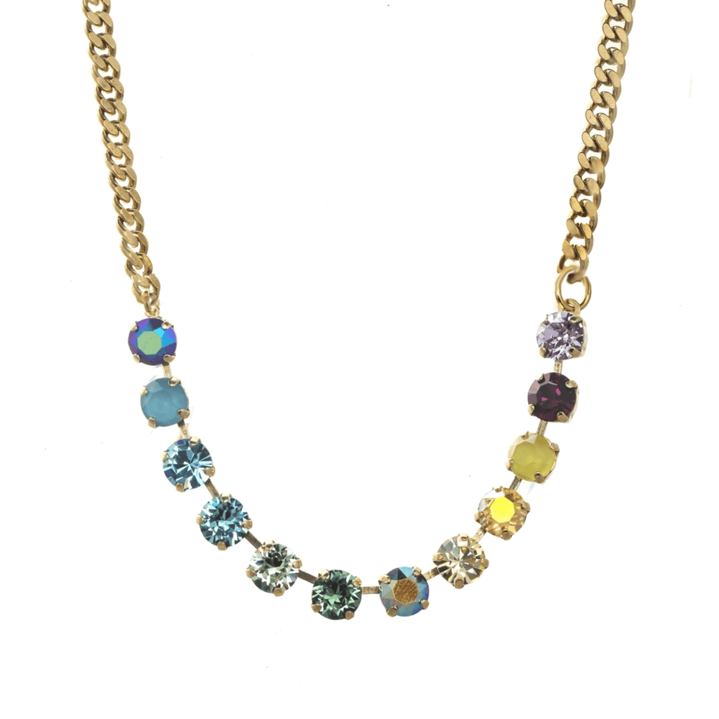 Tova Necklace, Mini Oakland Antique Gold Rainbow Blue Rainbow