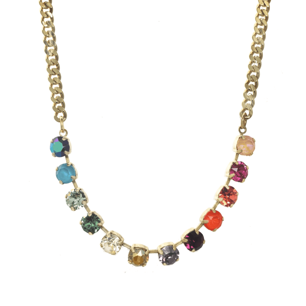 Tova Necklace, Mini Oakland Antique Gold Rainbow Multi Rainbow