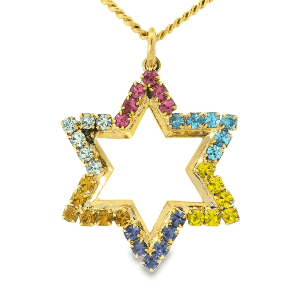 Tova Necklace, Neon Star of David Bright Multi
