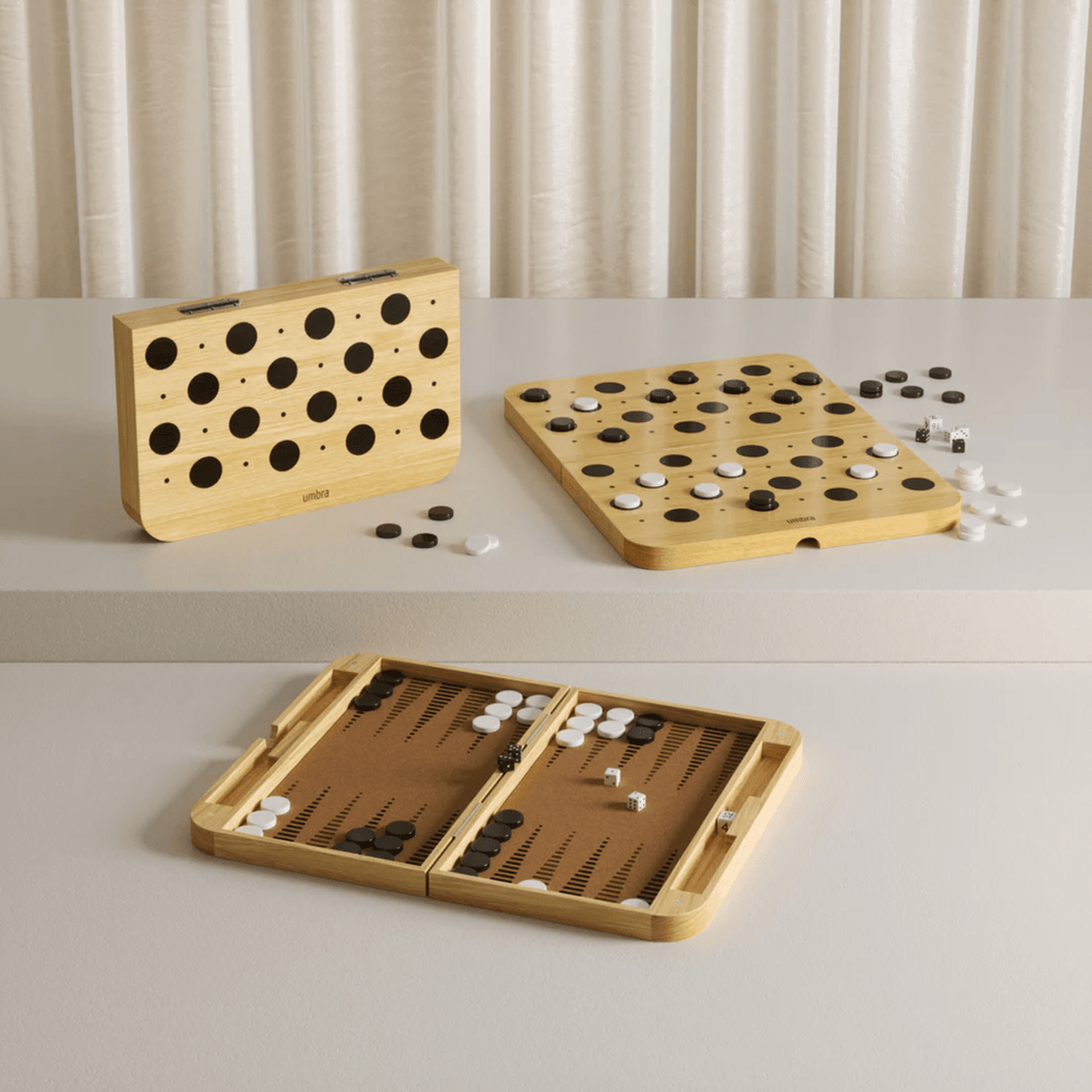 Umbra Blitz 2-in-1 Backgammon & Checkers Board Game