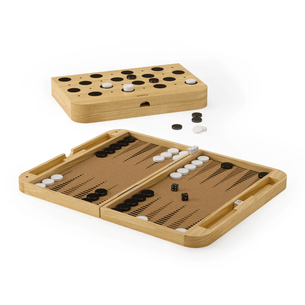 Umbra Blitz 2-in-1 Backgammon & Checkers Board Game