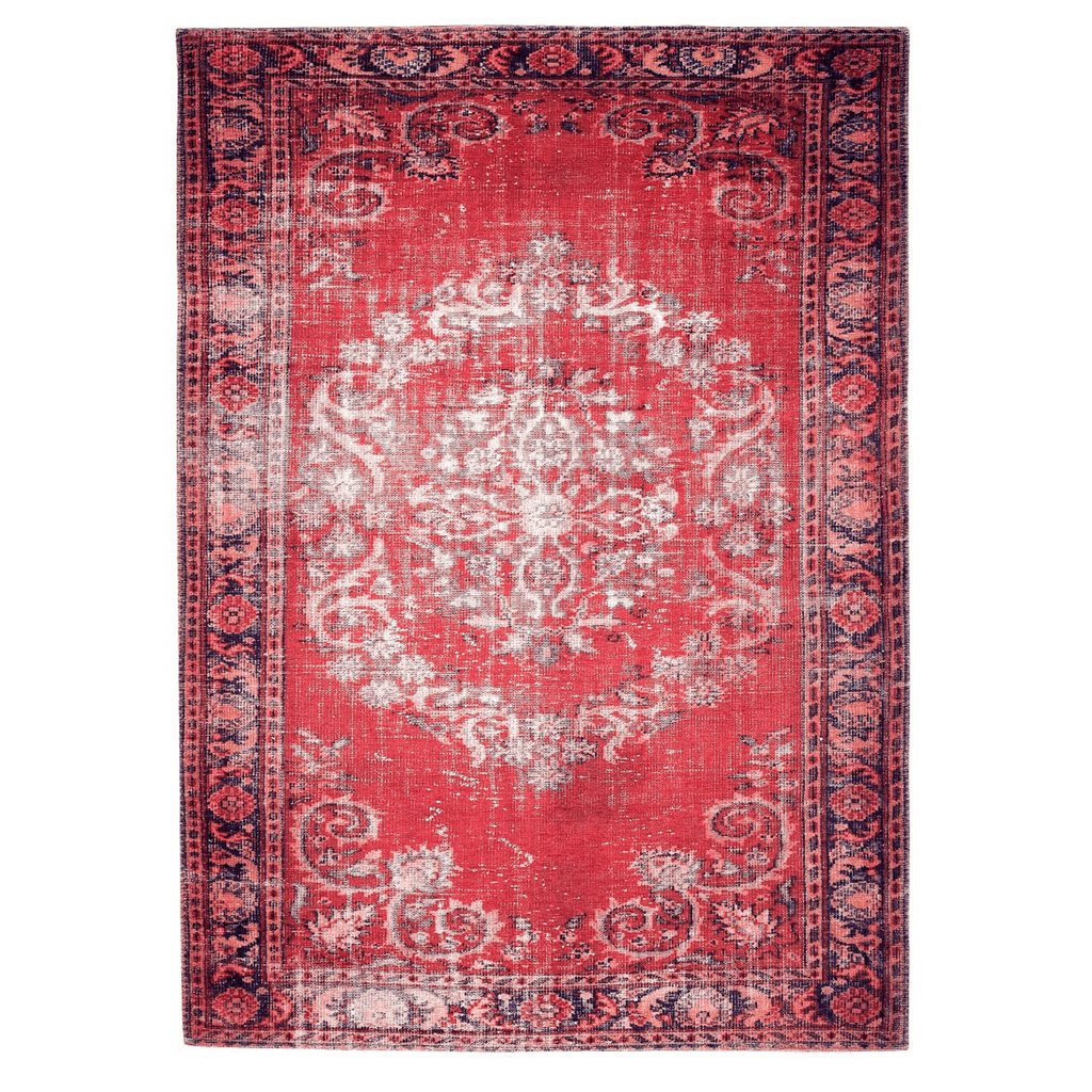 Washable Rug, Medallion Distressed Red