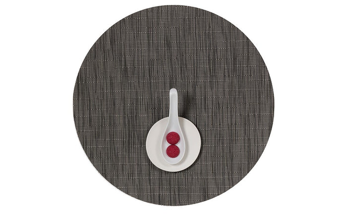 Chilewich Plynyl® Bamboo Round Placemat, Grey Flannel