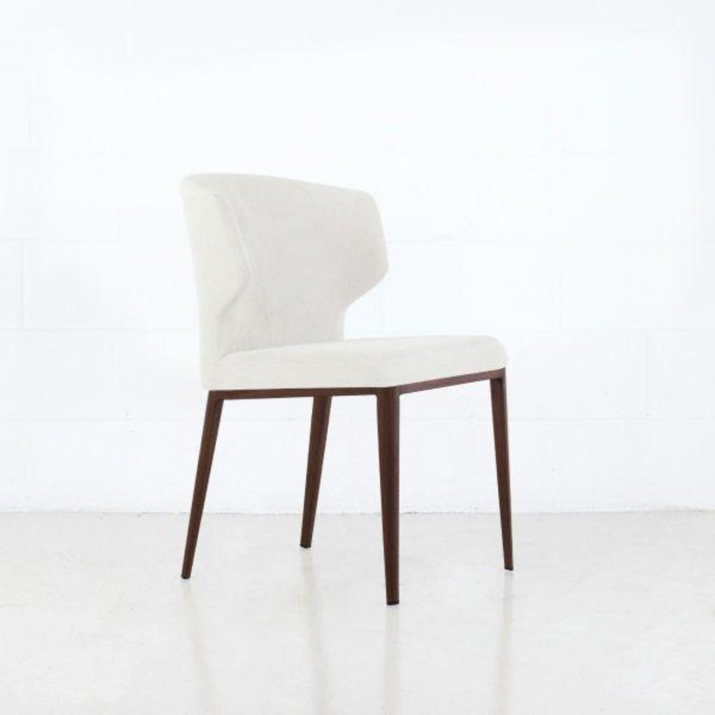 Elite Living Marlow Dining Chair, Metal Base Walnut Imprint / Chenille Oyster