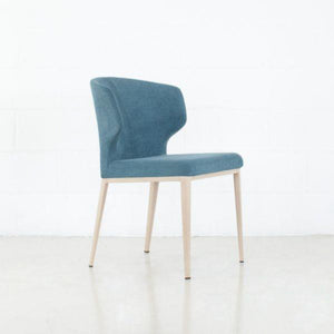 Elite Living Marlow Dining Chair, Metal Base Natural Wood Imprint / Chenille Atlantis