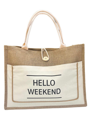 Hello Weekend Tote Bag Cream