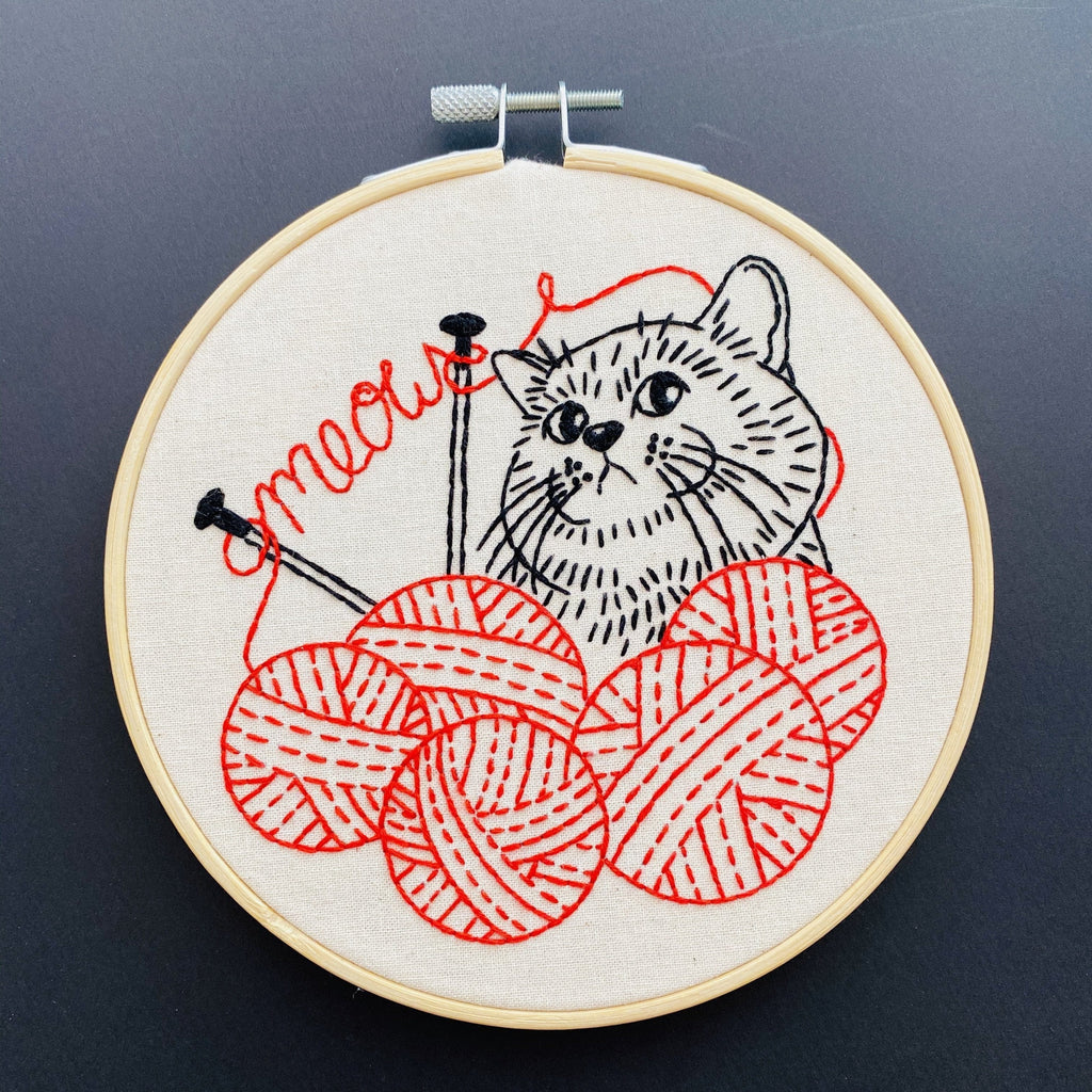 Knittin' Kitten Embroidery Kit