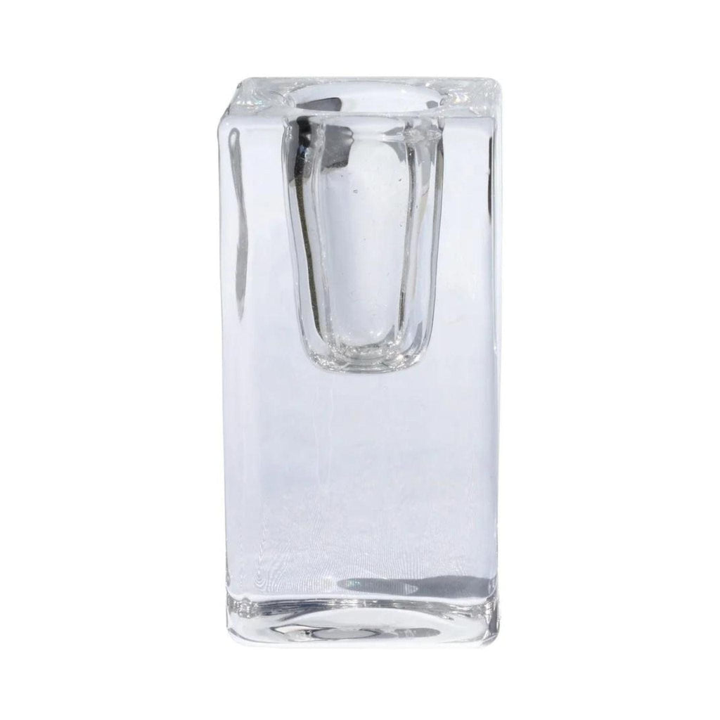 Quadra Glass Candle Holder, Large Clear