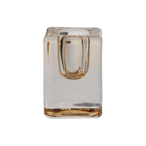 Quadra Glass Candle Holder, Small Bronze