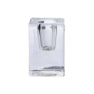 Quadra Glass Candle Holder, Small Clear