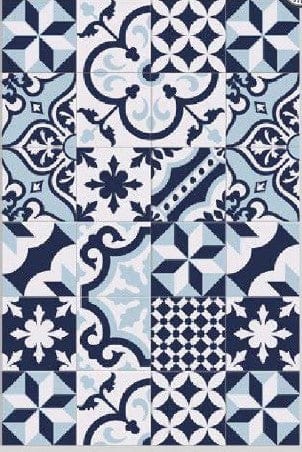 Bon|Artis Vinyl Mat, Multi Tile Blue