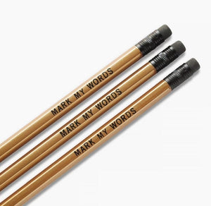 Word for Word Hot Foil Stamped Pencils Mark My Words