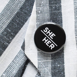 Word for Word Pronoun Pins She/Her